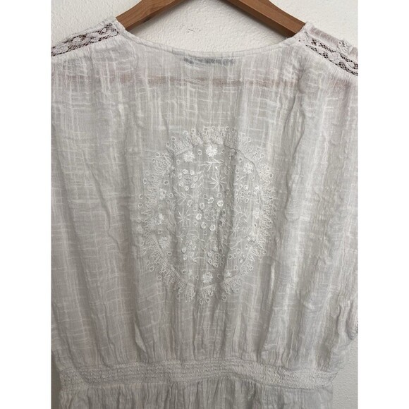 Zara Whimsical White Embroidered V-Neck Lace Cap Sleeves Maxi Dress Cover Up M - Picture 10 of 12
